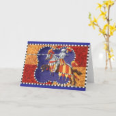 グリーティングカードを乗せる中世の騎士 カード (黄色い花)