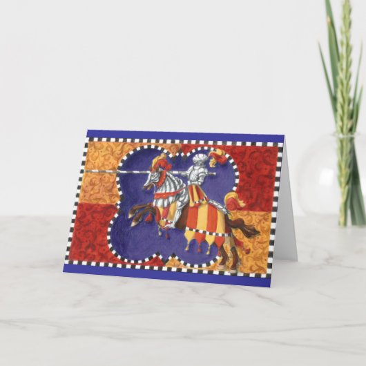 グリーティングカードを乗せる中世の騎士 カード (正面)