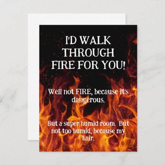 グリーティングカードを持って火の中を歩く シーズンカード (正面/裏面)