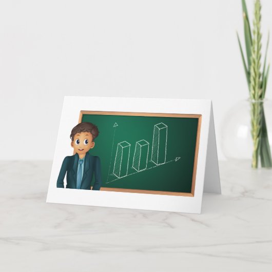 グリーティングカードを提示するビジネスマン カード (正面)