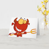 グリーティングカードを握る赤い悪魔 カード (黄色い花)