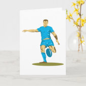 グリーティングカードを蹴るラグビー選手 カード (黄色い花)