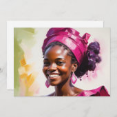 グリーティングカードアフリカ人女性誕生日ありがとう シーズンカード (正面/裏面)