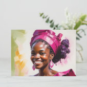 グリーティングカードアフリカ人女性誕生日ありがとう シーズンカード (スタンド正面)