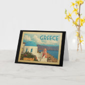 グリーティングカードサントリーニヴィンテージ旅行 カード (黄色い花)