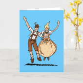 グリーティングカードジャンプオクトーバーフェストカップル カード (黄色い花)