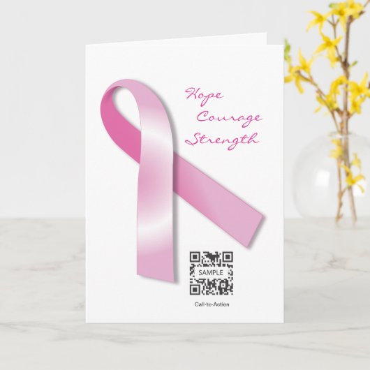 グリーティングカードテンプレート乳がん認識度 カード (黄色い花)