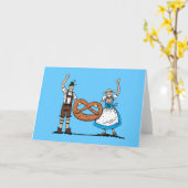 グリーティングカードハッピービールフェスティバルカップルプレッツェル カード (黄色い花)