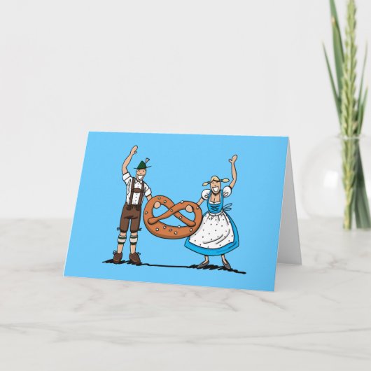 グリーティングカードハッピービールフェスティバルカップルプレッツェル カード (正面)