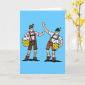 グリーティングカードハッピーLederhosenメンビールスタイン カード (黄色い花)