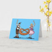 グリーティングカードビールフェスティバルカップルプレッツェル カード (黄色い花)