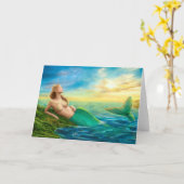 グリーティングカードファンタジー人魚の日没 カード (黄色い花)