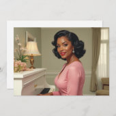 グリーティングカードブラック女性誕生日ありがとう シーズンカード (正面/裏面)