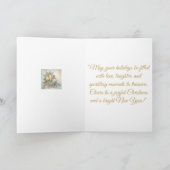 グリーティングカードブルー&金ゴールドクリスマスエレガンスカード カード (内部)