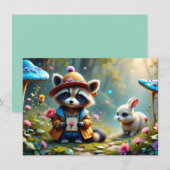 グリーティングカード付きアライグマとウサギ (正面/裏面)