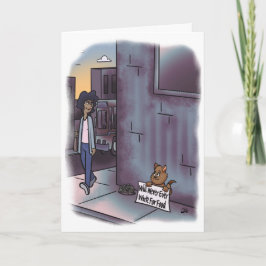 グリーティングカード付物乞い猫 カード