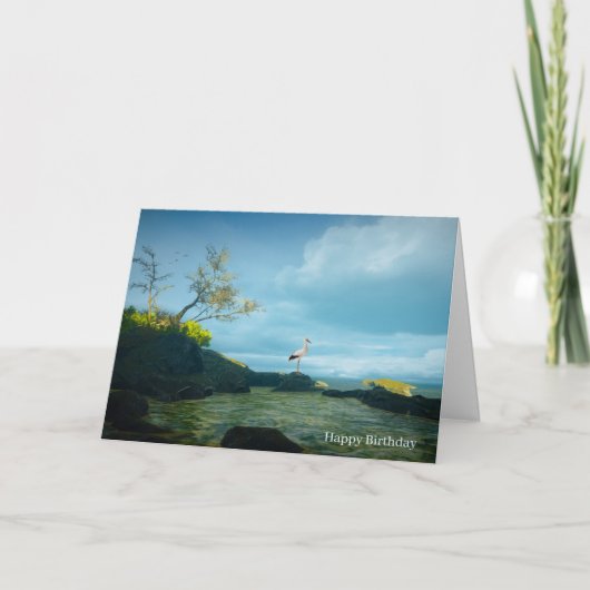 グリーティングカード用のグレー誕生日ヘロン画像 カード (正面)