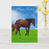 グリーティングカード用の馬イメージ カード (黄色い花)