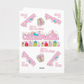 グリーティングカード祝ハッピーバースデーピンク カード (裏面)