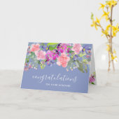 グリーティングカード結婚の水色フローラ カード (黄色い花)