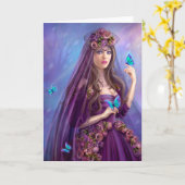 グリーティングカード美しい女性の妖精 カード (黄色い花)