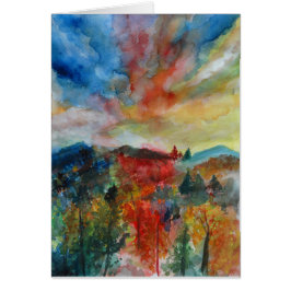 グリーティングカード美しい秋の水彩アート