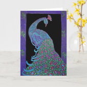 グリーティングカード誇りを持った- Peacock カード (黄色い花)