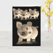 グリーティングカード豚 カード (黄色い花)