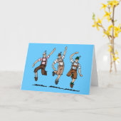 グリーティングカード踊りバイエルンレダーホーセンメンズ カード (黄色い花)