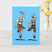 グリーティングカード踊りバイエルンレダーホーセンメンズ カード (黄色い花)