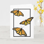 グリーティングカード3（昆虫）オオカバマダラ、モナーク カード (黄色い花)