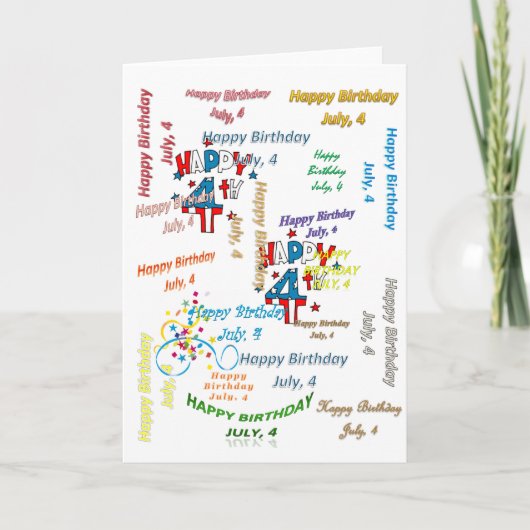 グリーティングカード7月4日、誕生日 カード (正面)