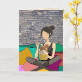 グリーティングカード お姫様 アイスクリーム (黄色い花)