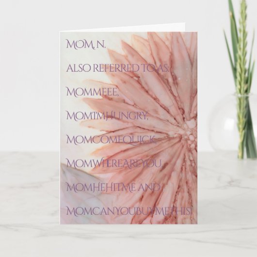 グリーティングカード「お母さんの日」ピンキ色の花 カード (正面)