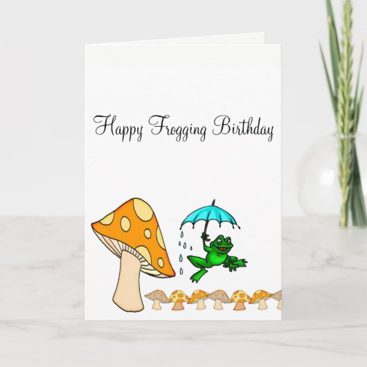 グリーティングカード カエル かえるの キノコ (正面)