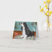 グリーティングカード, キングチャールズキャバリアスパニエル, トライ カード (黄色い花)