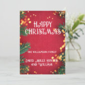 グリーティングカード クリスマスおめでとう 赤いホリデーカード 招待状 (スタンド正面)