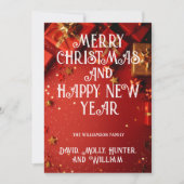 グリーティングカード クリスマスおめでとう 赤いホリデーカード 招待状 (正面)
