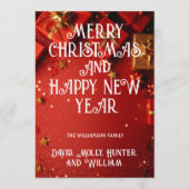 グリーティングカード クリスマスおめでとう 赤いホリデーカード 招待状 (正面)