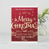 グリーティングカード クリスマスおめでとう 赤いホリデーカード 招待状 (スタンド正面)
