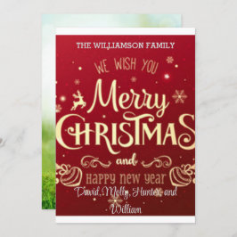 グリーティングカード クリスマスおめでとう 赤いホリデーカード 招待状