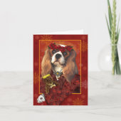 グリーティングカード、クリスマスカード、カバリエスパニエル犬ホ シーズンカード (正面)