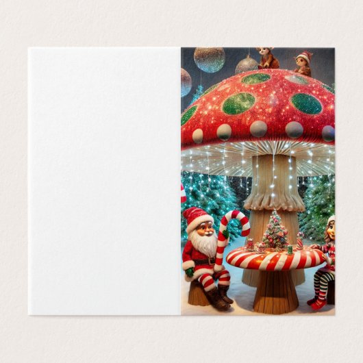 グリーティングカード:クリスマスキノコデザイン (外部フラット)