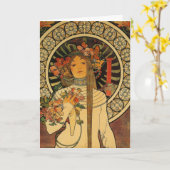 グリーティングカード – チェコアールヌーボー (黄色い花)