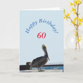 グリーティングカード – ハッピーバースデーペリカン (黄色い花)