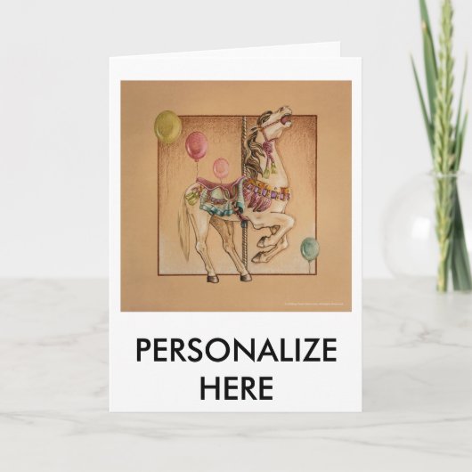 グリーティングカード – ハッピーホース回転木馬 (正面)