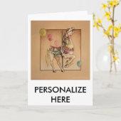 グリーティングカード – ハッピーホース回転木馬 (黄色い花)