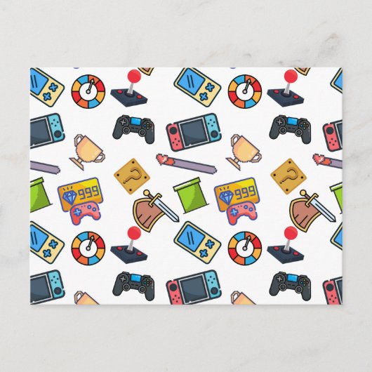 グリーティングカード – ビデオゲームのパターン シーズンポストカード (正面)