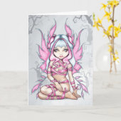 グリーティングカード「ピンクリボンフェアリー」 カード (黄色い花)