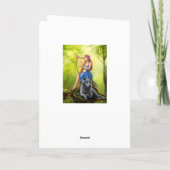 グリーティングカード、ファンタジーの女の子の妖精と友人の狼 カード (裏面)